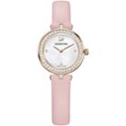 Swarovski Aila Dressy Mini Watch, Leather Strap, Pink, Champagne Gold Tone