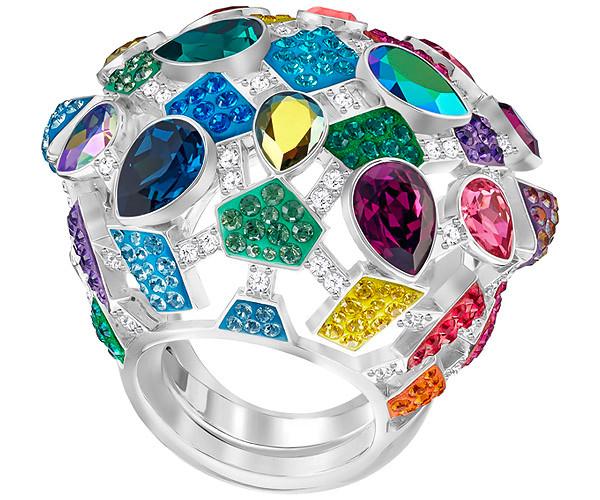 Swarovski Swarovski Lively Sparkle Ring, Multi-colored, Rhodium Plating Dark Multi Rhodium-plated