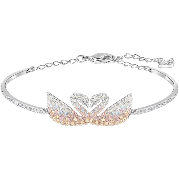 Swarovski Iconic Swan Bangle, Multi-colored, Rhodium Plating