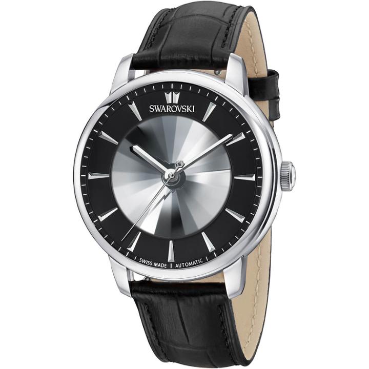 Swarovski Atlantis Limited Edition Automatic Men's Watch, Leather Strap, Black, Silver Tone