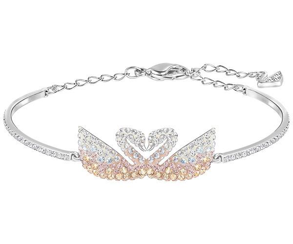 Swarovski Swarovski Iconic Swan Bangle, Multi-colored, Rhodium Plating Light Multi Rhodium-plated