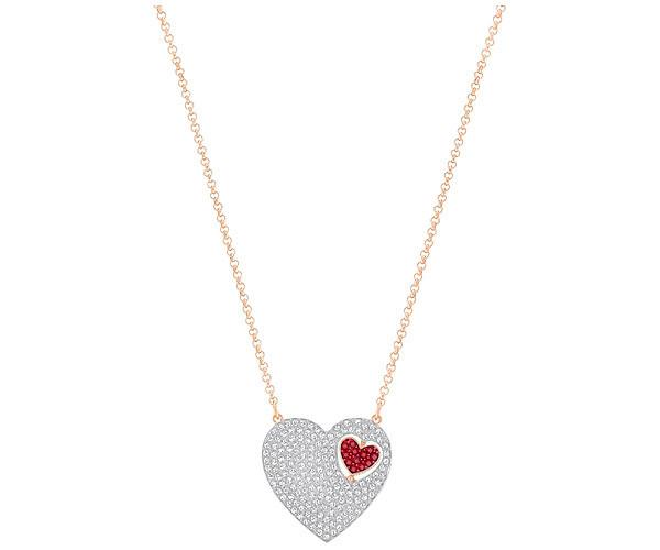 Swarovski Swarovski Great Heart Necklace, Red White Rose Gold-plated