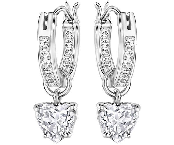 Swarovski Swarovski Attract Heart Hoop Pierced Earrings White Rhodium-plated