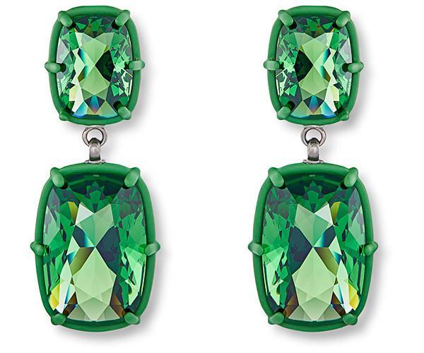 Swarovski Swarovski Atelier Swarovski By Rosie Assoulin, Jewel-y Mchue-y Drop Pierced Earrings Green Rhodium-plated