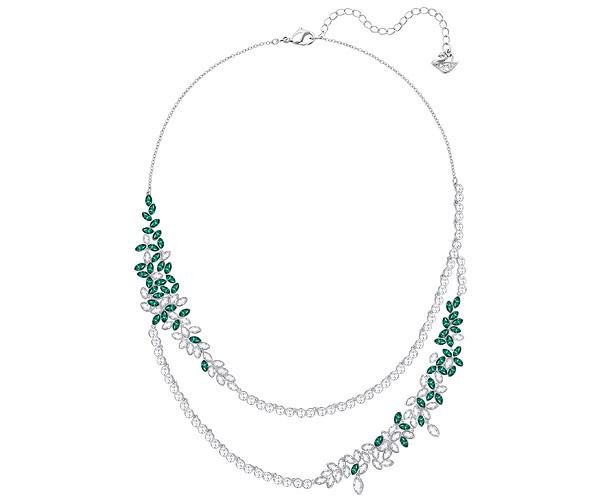 Swarovski Swarovski Garden Layered Necklace, Large, Green White Rhodium-plated