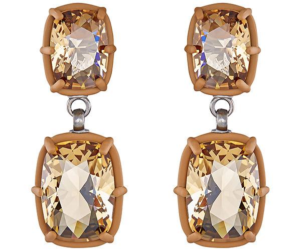 Swarovski Swarovski Atelier Swarovski By Rosie Assoulin, Jewel-y Mchue-y Drop Pierced Earrings Brown Rhodium-plated