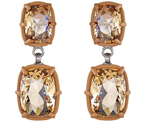 Swarovski Swarovski Atelier Swarovski By Rosie Assoulin, Jewel-y Mchue-y Drop Pierced Earrings Brown Rhodium-plated