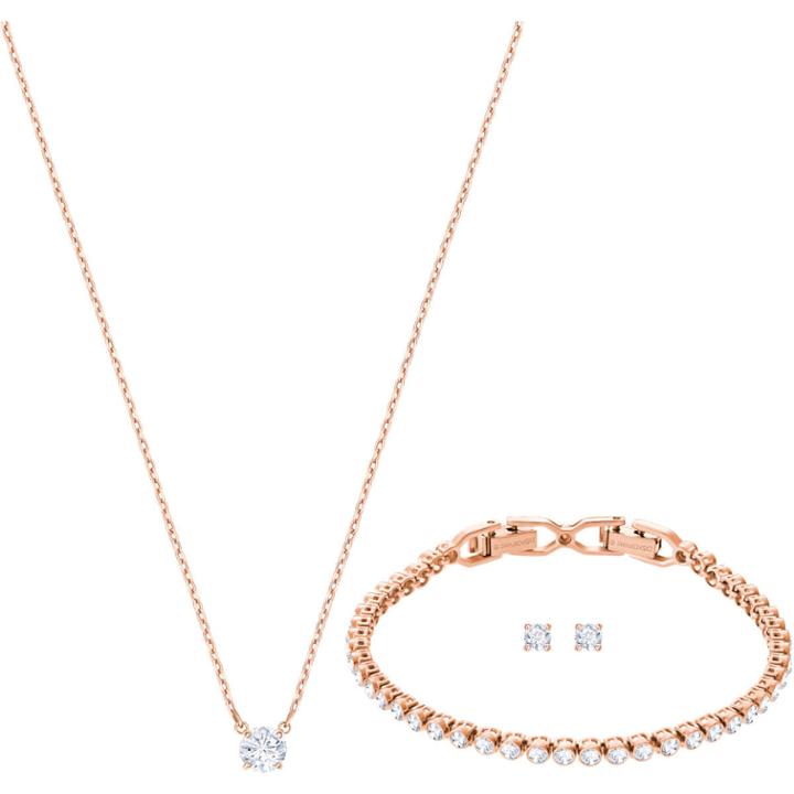 Swarovski Attract Emily Set, White, Rose Gold Plating