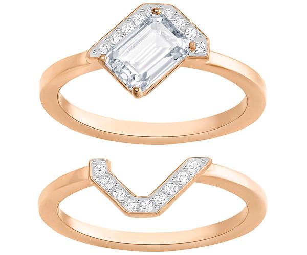 Swarovski Swarovski Gallery Square Ring Set, White White Rose Gold-plated