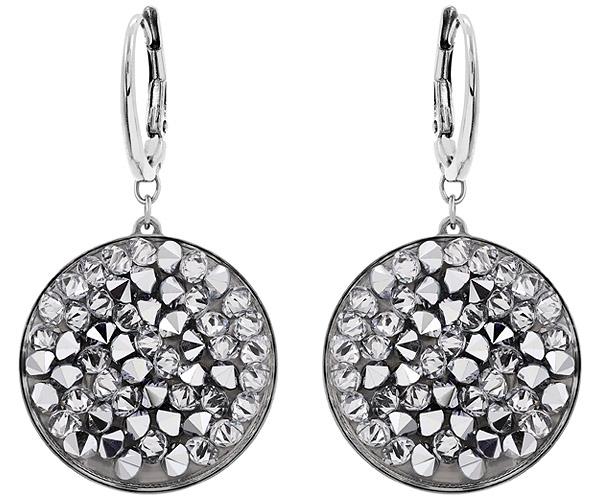 Swarovski Swarovski Crystal Rock Round Pierced Earrings Gray Rhodium-plated