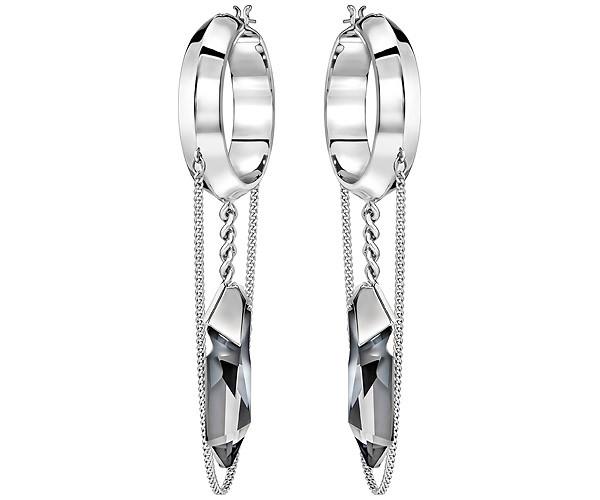 Swarovski Swarovski Jean Paul Gaultier For Atelier Swarovski, Reverse Hoop Pierced Earrings Gray Rhodium-plated