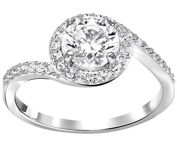 Swarovski Swarovski Attract Swirl Ring, White, Rhodium Plating White Rhodium-plated