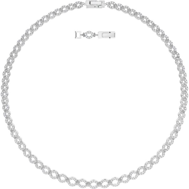 Swarovski Lace Thin Necklace, White, Rhodium Plating