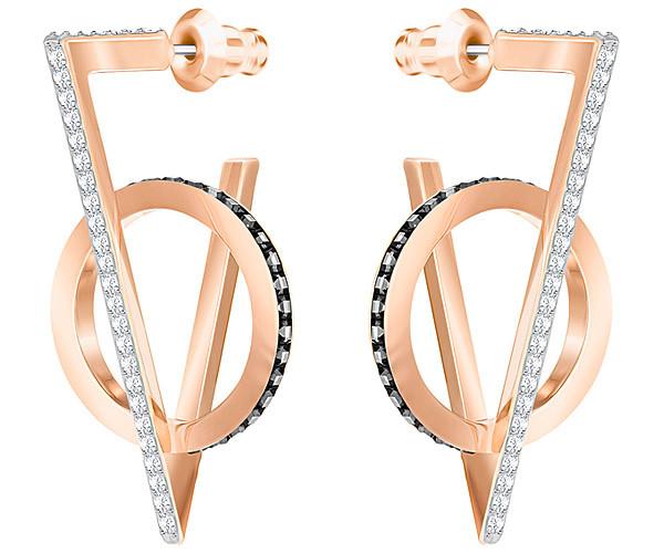Swarovski Swarovski Hero Triangle Pierced Earrings, Gray, Rose Gold Plating Gray Rose Gold-plated
