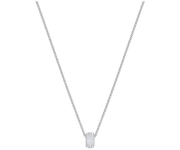 Swarovski Swarovski Stone Round Pendant, White, Rhodium Plating White Rhodium-plated