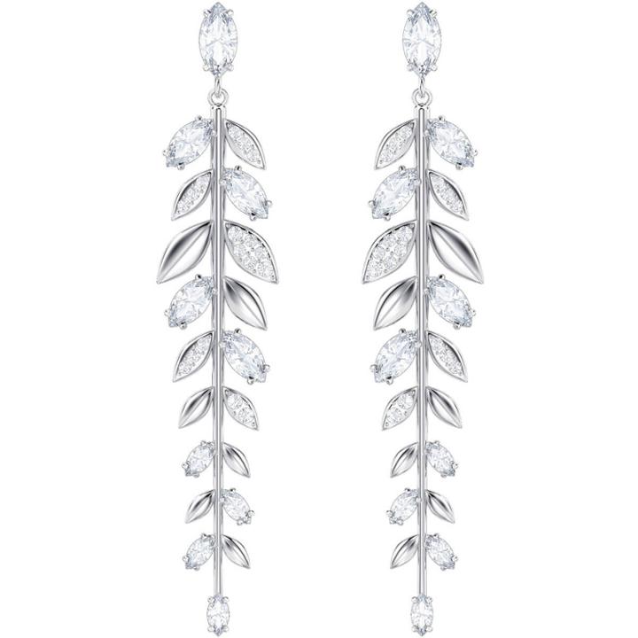 Swarovski Mayfly Pierced Earrings, Long, White, Rhodium Plating