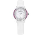 Swarovski Swarovski Playful Mini Watch, Leather Strap, White, Silver Tone Pink Stainless Steel