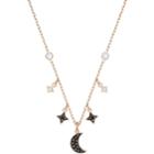 Swarovski Duo Moon Necklace, Black, Rose Gold Plating