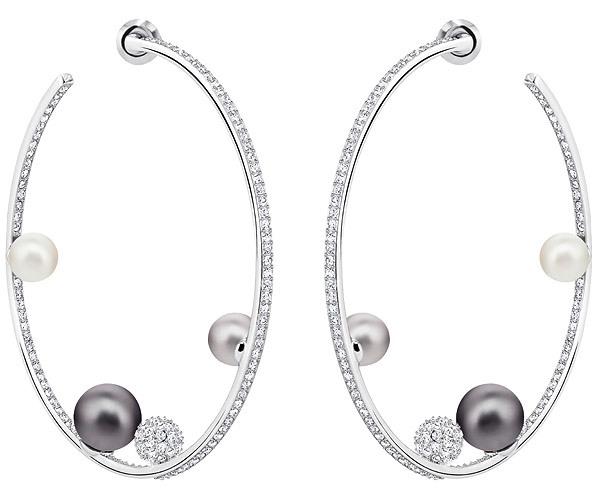 Swarovski Swarovski Canopy Hoop Pierced Earrings, Multi-colored, Rhodium Plating Dark Multi Rhodium-plated