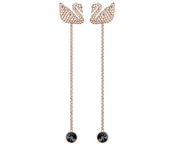 Swarovski Swarovski Iconic Swan Pierced Earrings, White, Rose Gold Plating Pink Rose Gold-plated