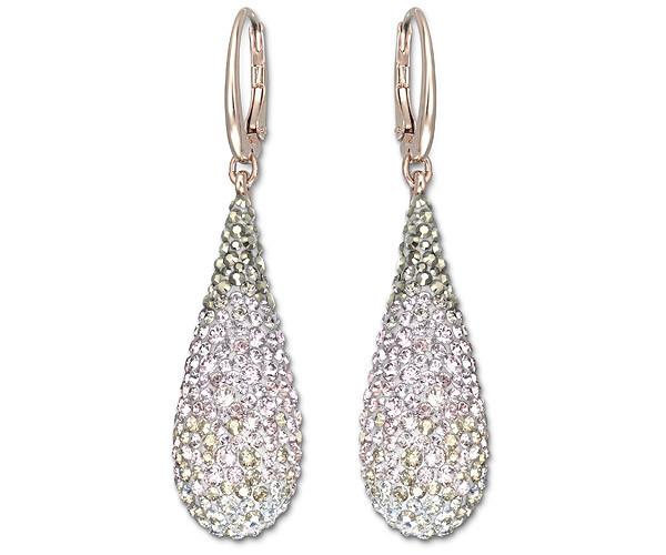Swarovski Swarovski Abstract Pierced Earrings, Multi-colored, Rose Gold Plating Light Multi Rose Gold-plated