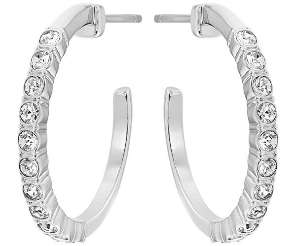 Swarovski Swarovski Recreation Hoop Pierced Earrings White Rhodium-plated