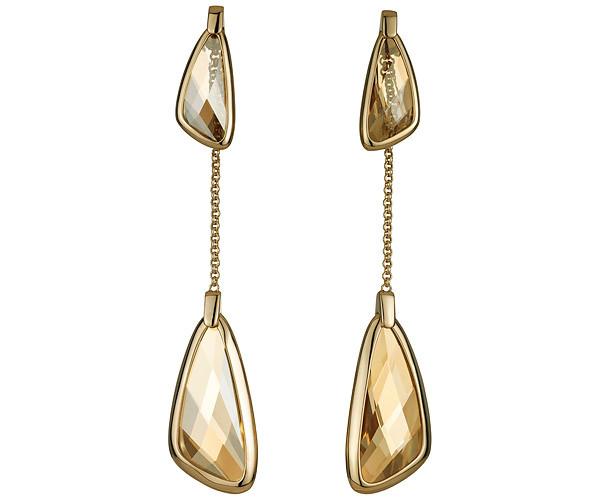 Swarovski Swarovski Chandelier Detachable Pierced Earrings, Gold Plating Brown Gold-plated