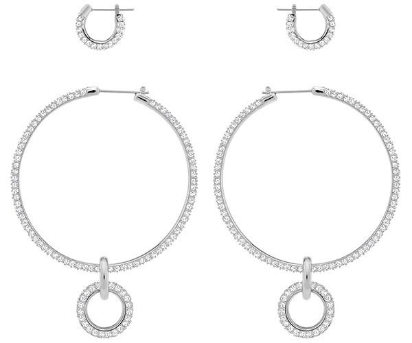 Swarovski Swarovski Stone Pierced Earring Set, White, Rhodium Plating White Rhodium-plated