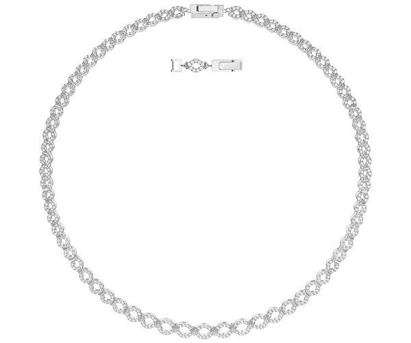 Swarovski Swarovski Lace Thin Necklace, White, Rhodium Plating White Rhodium-plated