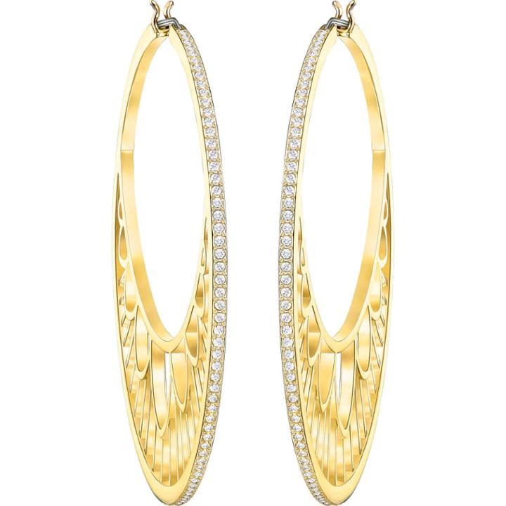 Swarovski Georgette Hoop Pierced Earrings, White, Gold Plating