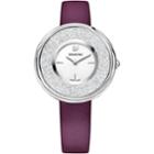 Swarovski Crystalline Pure Watch, Leather Strap, Purple, Silver Tone