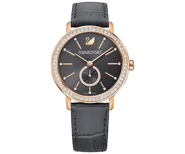 Swarovski Swarovski Graceful Lady Watch, Leather Strap, Gray, Rose Gold Tone White Rose Gold-plated