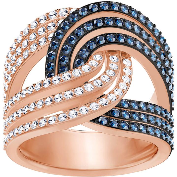 Swarovski Lemon Knot Ring, Blue, Mixed Plating