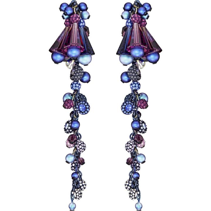 Swarovski Model Pierced Earrings, Multi-colored, Ruthenium Plating