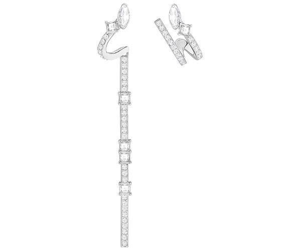 Swarovski Swarovski Henrietta Long Pierced Earrings, White, Rhodium Plating White Rhodium-plated