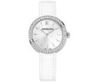 Swarovski Swarovski Daytime Watch, Leather Strap, White, Silver Tone White Stainless Steel