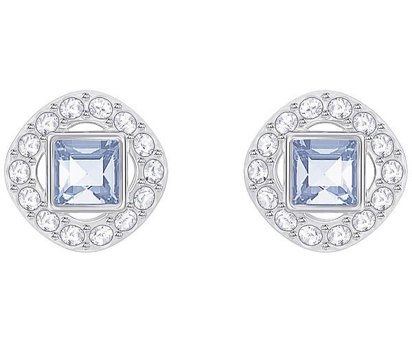 Swarovski Swarovski Angelic Square Pierced Earrings, Blue, Rhodium Plating Blue Rhodium-plated