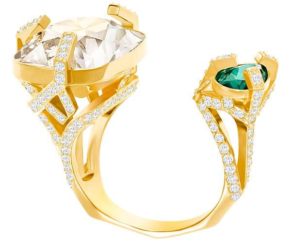 Swarovski Swarovski Haven Ring, Green, Gold Plating Gray Gold-plated