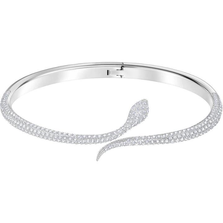 Swarovski Leslie Bangle, White, Rhodium Plating