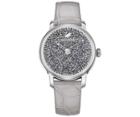 Swarovski Swarovski Crystalline Hours Quartz Watch, Leather Strap, Gray, Silver Tone Brown Stainless Steel