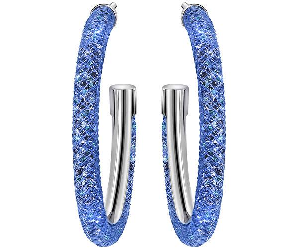 Swarovski Swarovski Stardust Blue Hoop Pierced Earringsâ â â   Rhodium-plated