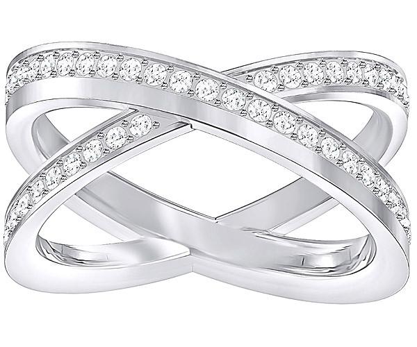Swarovski Swarovski Delta Cross Ring, White, Rhodium Plating White Rhodium-plated