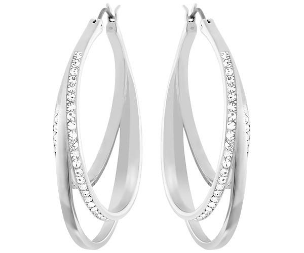Swarovski Swarovski Spiral Pierced Earrings, White, Rhodium Plating White Rhodium-plated
