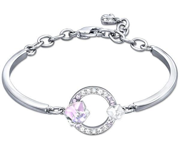 Swarovski Swarovski Geometric Bangle, Multi-colored, Rhodium Plating Light Multi Rhodium-plated