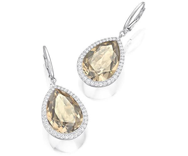 Swarovski Swarovski Deduce Pierced Earrings Brown Rhodium-plated