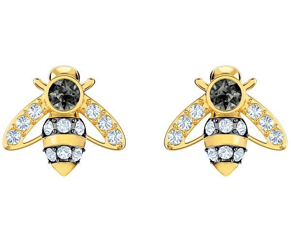 Swarovski Swarovski Magnetic Bee Stud Pierced Earrings, Gray, Gold Plating Gray Gold-plated