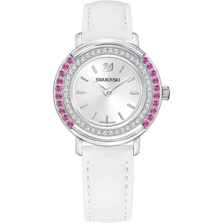 Swarovski Playful Lady Watch, Leather Strap, White, Silver Tone
