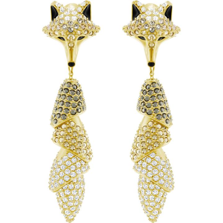 Swarovski March Fox Pierced Earrings, Multi-colored, Gold Plating