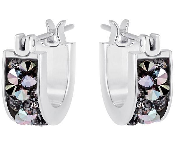 Swarovski Swarovski Crystaldust Hoop Pierced Earrings, Small, Gray Gray Stainless Steel