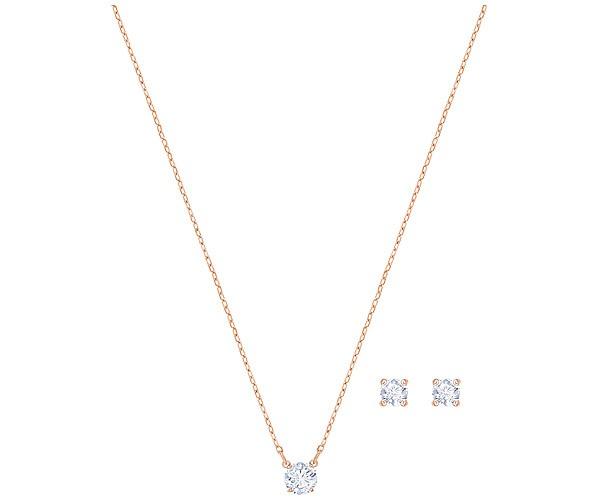 Swarovski Swarovski Attract Round Set, White, Rose Gold Plating White Rose Gold-plated